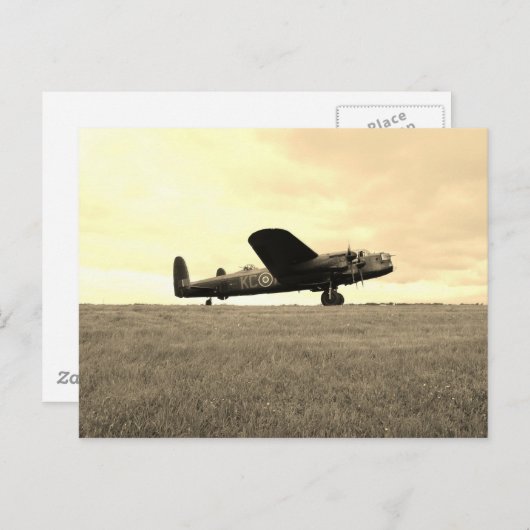 Lancaster Bomber Sepia Tone Briefkaart (Voorkant / Achterkant)