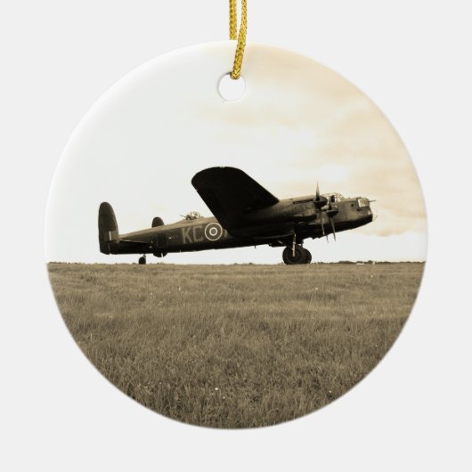 Lancaster Bomber Sepia Tone Keramisch Ornament (Voorkant)