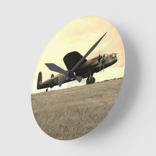 Lancaster Bomber Sepia Tone Ronde Klok (Hoek)