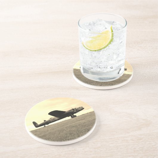 Lancaster Bomber Sepia Tone Zandsteen Onderzetter (Zijkant)