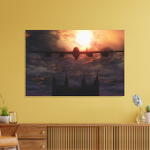 Lancaster bommenwerper boven de kathedraal van Lin Canvas Afdruk (Insitu (Woonkamer))