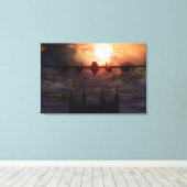 Lancaster bommenwerper boven de kathedraal van Lin Canvas Afdruk (Insitu (Houten vloer))