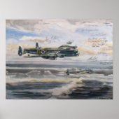Lancaster-bommenwerper over gebombardeerde U-bootp Poster (Voorkant)