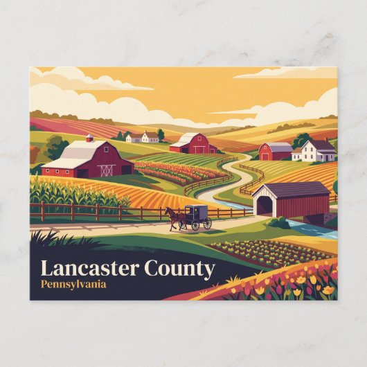 Lancaster County Pennsylvania Briefkaart (Voorkant)
