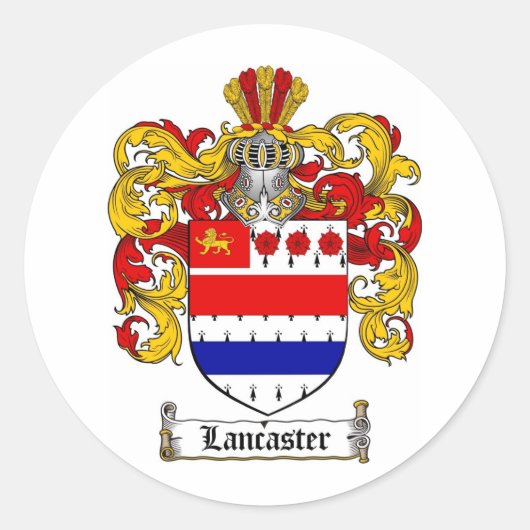 LANCASTER FAMILY CREST - LANCASTER WAPEN RONDE STICKER (Voorkant)