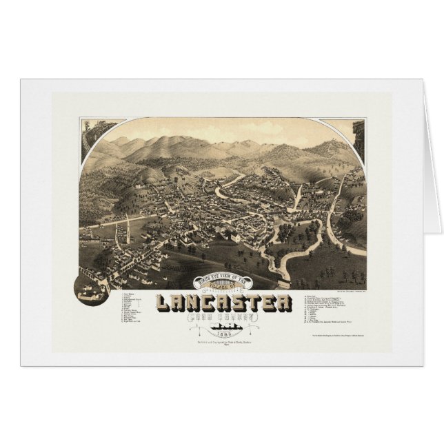 Lancaster, NH Panorama kaart - 1883 (Voorkant Horizontaal)