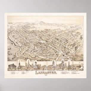  Lancaster OH Map (1885) Poster