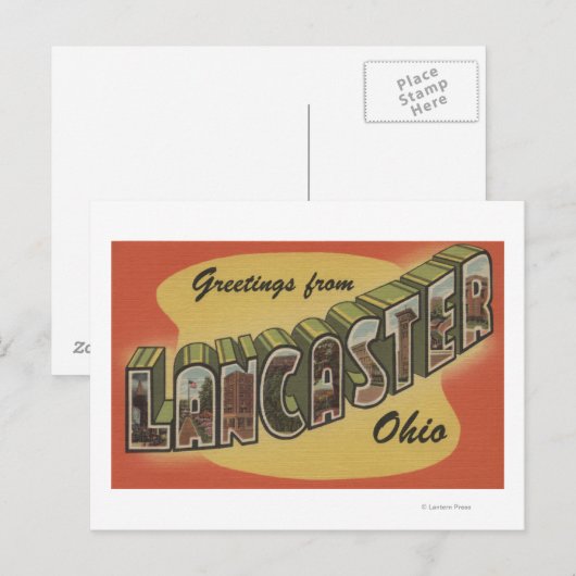 Lancaster, Ohio - Grote letterscènes Briefkaart (Voorkant / Achterkant)