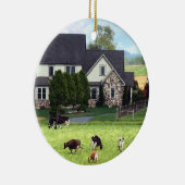 Lancaster PA - Familie Boerderij met Koeien in de  Keramisch Ornament (Rechts)