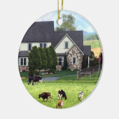 Lancaster PA - Familie Boerderij met Koeien in de  Keramisch Ornament (Links)