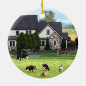 Lancaster PA - Familie Boerderij met Koeien in de  Keramisch Ornament (Achterkant)