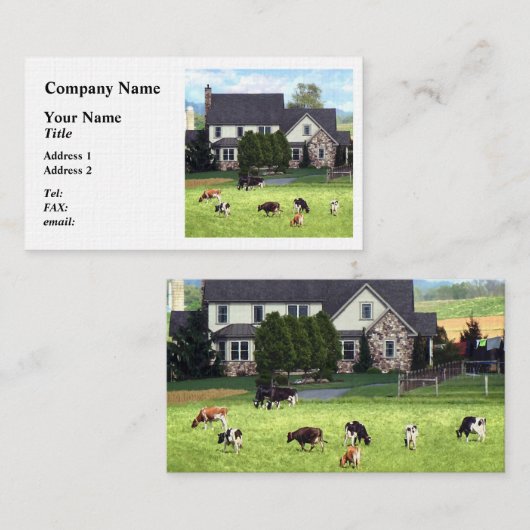Lancaster PA - Familie Boerderij met Koeien in de  Visitekaartje (Voorkant / Achterkant)