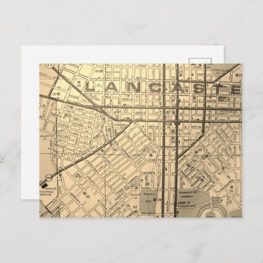 Lancaster, PA  kaart (Voorkant / Achterkant)