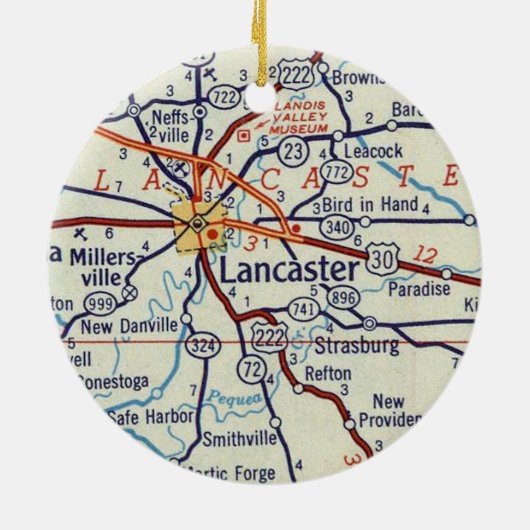 Lancaster PA Keramisch Ornament (Achterkant)