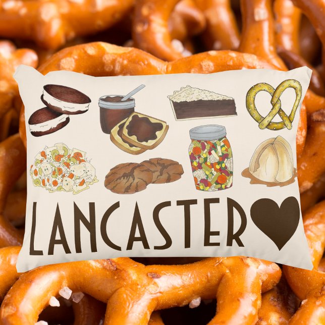Lancaster, PA Pennsylvania Dutch Amish Foods Accent Kussen (Lancaster Pillow)