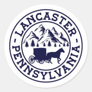 Lancaster PA  Retro 70s Stijl Ronde Sticker
