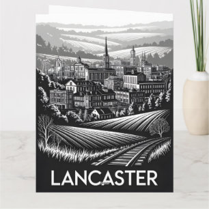 Lancaster Pennsylvania Silhouette Zwart Wit Houtsn Kaart