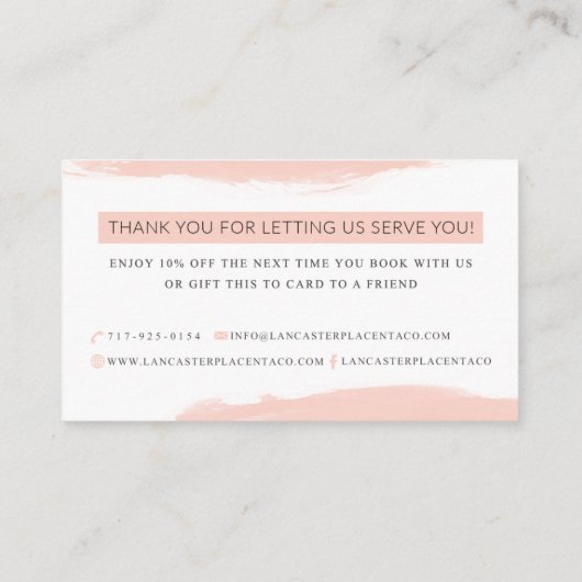 Lancaster Placenta Hartelijk dank Visitekaartje (Achterkant)