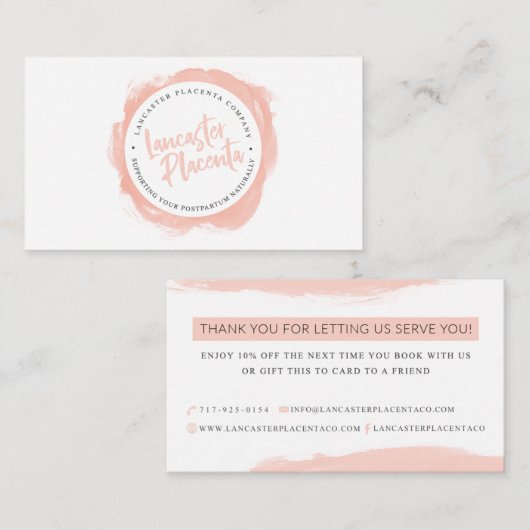 Lancaster Placenta Hartelijk dank Visitekaartje (Voorkant / Achterkant)