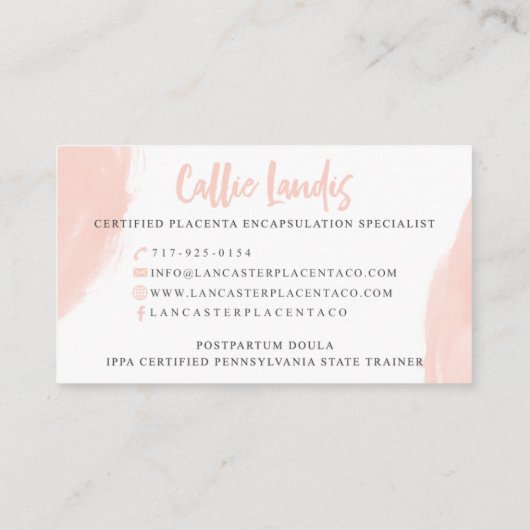 Lancaster Placenta Visitekaartjes (Achterkant)