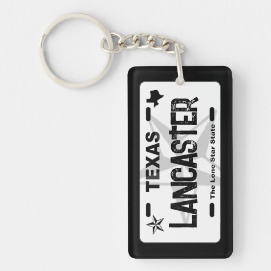 Lancaster Texas zwarte licentie bord sleutelhanger (Voorkant)