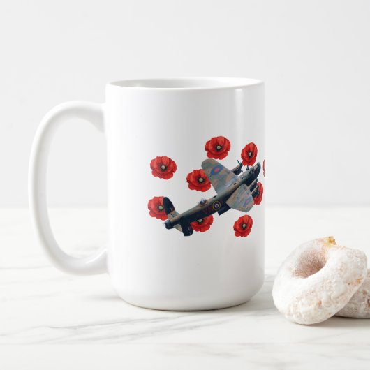  Lancaster tussen rode papavers Koffiemok (Met donut)