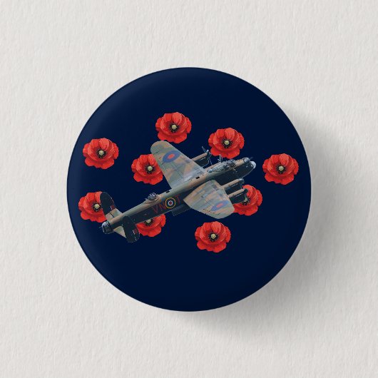 Lancaster tussen rode papavers Ronde Button 3,2 Cm (Voorkant)