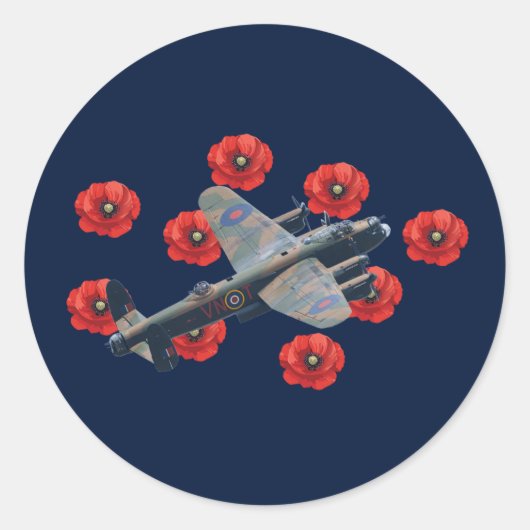 Lancaster tussen rode papavers Ronde Sticker (Voorkant)