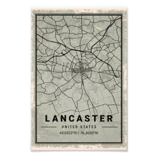 Lancaster unit states map print poster canvas