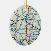 Lancaster WI  Map Keramisch Ornament (Rechts)