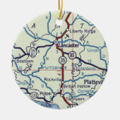 Lancaster WI  Map Keramisch Ornament (Voorkant)
