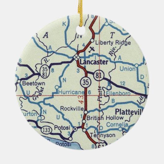 Lancaster WI  Map Keramisch Ornament (Achterkant)