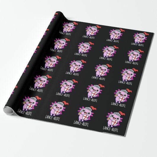 Lance-a-lotl Grappig Axolotl Knight Pun Dark BG Cadeaupapier (Uitgerold)