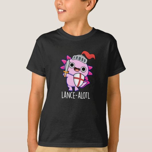 Lance-a-lotl Grappig Axolotl Knight Pun Dark BG T-shirt (Voorkant)