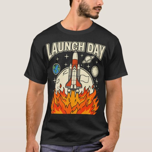 Lanceer Dag Raket Ruimte Lancering Stem Wetenschap T-shirt (Voorkant)