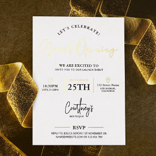 Lanceerevent Bedrijfsfeest Corporate Wit & Goud Folie Uitnodiging