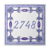Lanceernummer en Paars klein huisnummer Tegeltje (Voorkant)