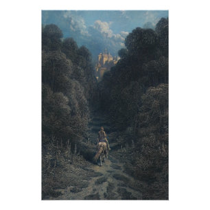 Lancelot die het kasteel van Astolat nadert Glanze Perfect Poster