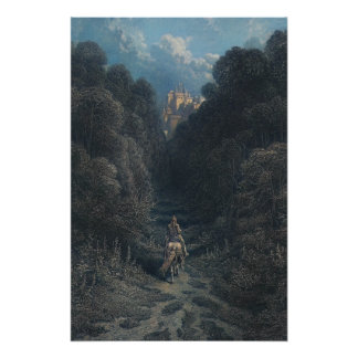 Lancelot die het kasteel van Astolat nadert Glanze Perfect Poster