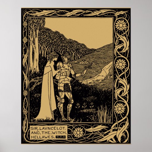 Lancelot en Hellawes door Aubrey Beardsley Poster (Voorkant)