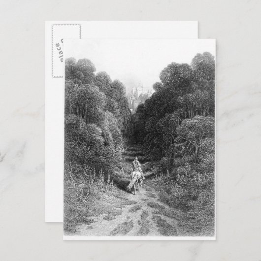 Lancelot nadert het kasteel in Astolat Briefkaart (Voorkant / Achterkant)