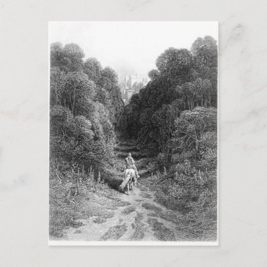 Lancelot nadert het kasteel in Astolat Briefkaart (Voorkant)