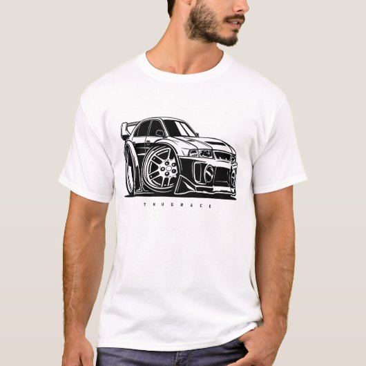 Lancer Evolution IV Evo Toon Art Car Enthusiast T-shirt (Voorkant)
