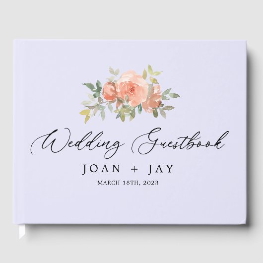 Lancer Floral Sophisticated Elegant Guest Book Gastenboek (Voorkant)