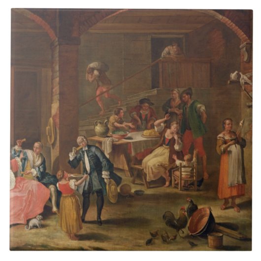 Lancering in het land (olie op doek) tegeltje (Voorkant)
