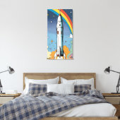 Lancering ruimteraket retro Glossy Poster Canvas Afdruk (Insitu (Slaapkamer))