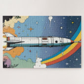 Lancering ruimteraket retro Glossy Poster Legpuzzel (Horizontaal)