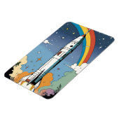 Lancering ruimteraket retro Glossy Poster Magneet (Linkerzijde)