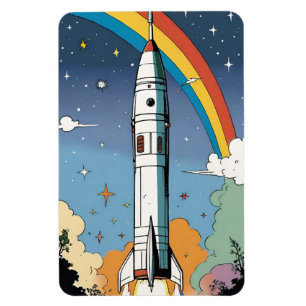 Lancering ruimteraket retro Glossy Poster Magneet