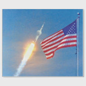 Lancering van Apollo 11 met Amerikaanse vlag Cadeaupapier (Vlak)